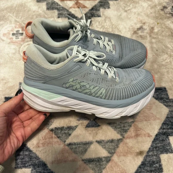 HOKA One One Bondi 7 Women’s Gray Running Shoes size 6.5 D - Picture 1 of 7